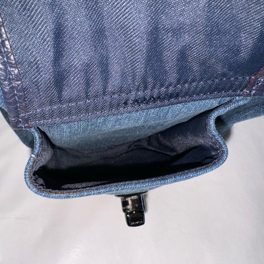 COACH No. 37975 Turnlock Rucksack in Colorblock Denim & Navy Backpack Purse Bag - Picture 12 of 16